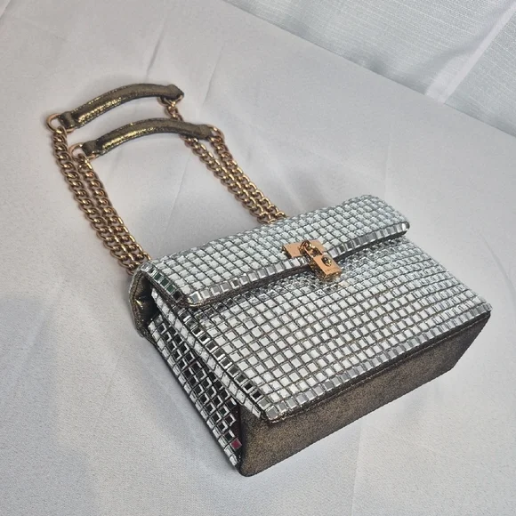 Kurt Geiger Metallic Grid Shoulder Bag W/Dust Bag NWT - Picture 13 of 16